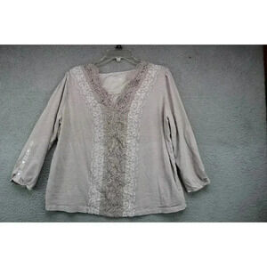 Soft Surroundings Crochet Trim Knit Top-Size XL-3/4 Sleeves